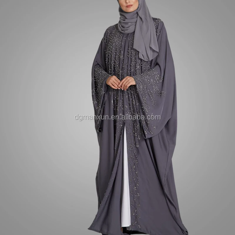 grey open abaya