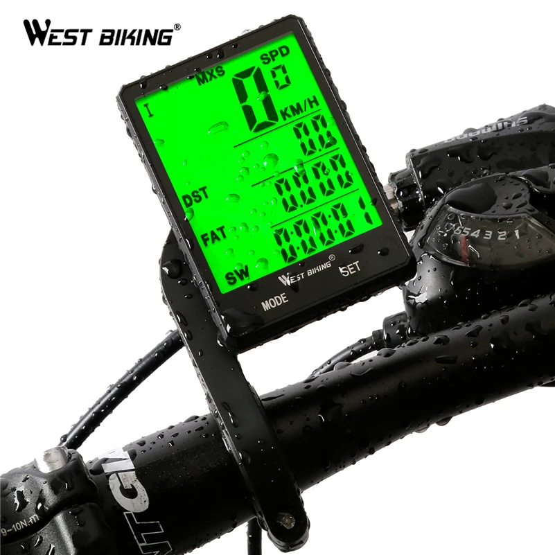 

WEST BIKING digital wireless exercise gps bike cycling bicycle computer gps cycle wireless waterproof bike bicycle computer, Black