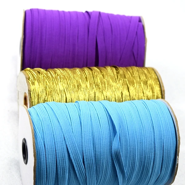 Polyester Rubber Braided Flat Elastic Stretch Cord/elastic Strap