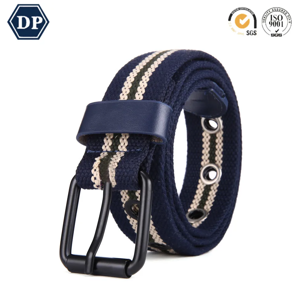 Fashion Plain Polyester bing Belt With Metal Buckle Custom Military