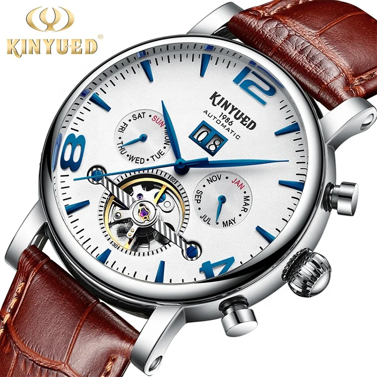 

High quality fashion leather automatic mechanical mens watch tourbillon mechanical watch automatic