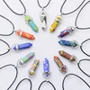 Necklaces Pendant Hexagonal Prism Necklaces Gemstone Rock Natural Crystal Quartz Healing Point Chakra Stone Long Charms Chains
