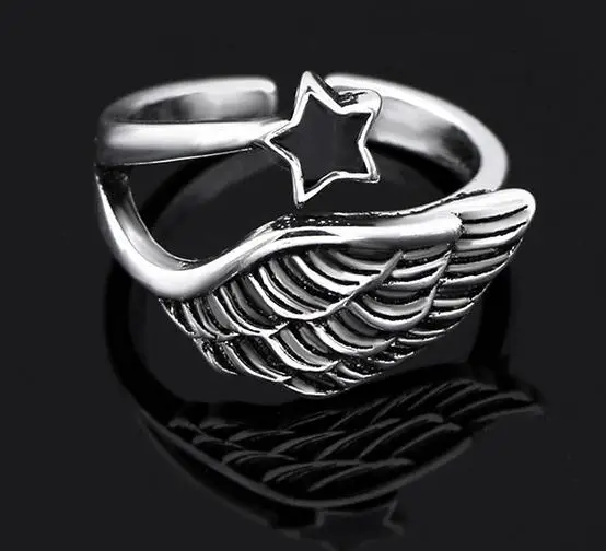 

Hot sale 925 sterling silver star wing open ring