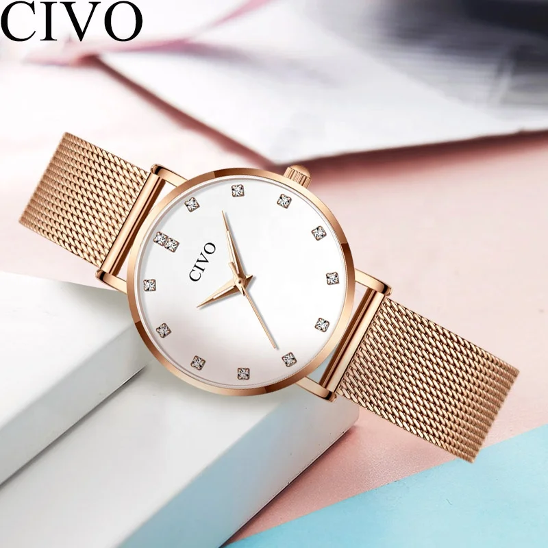 

CIVO New Fashion Montre Femme Ladies Watches Women Luxury Rhinestone Bracelet Watch Waterproof Steel Mesh Ladies Quartz Clock