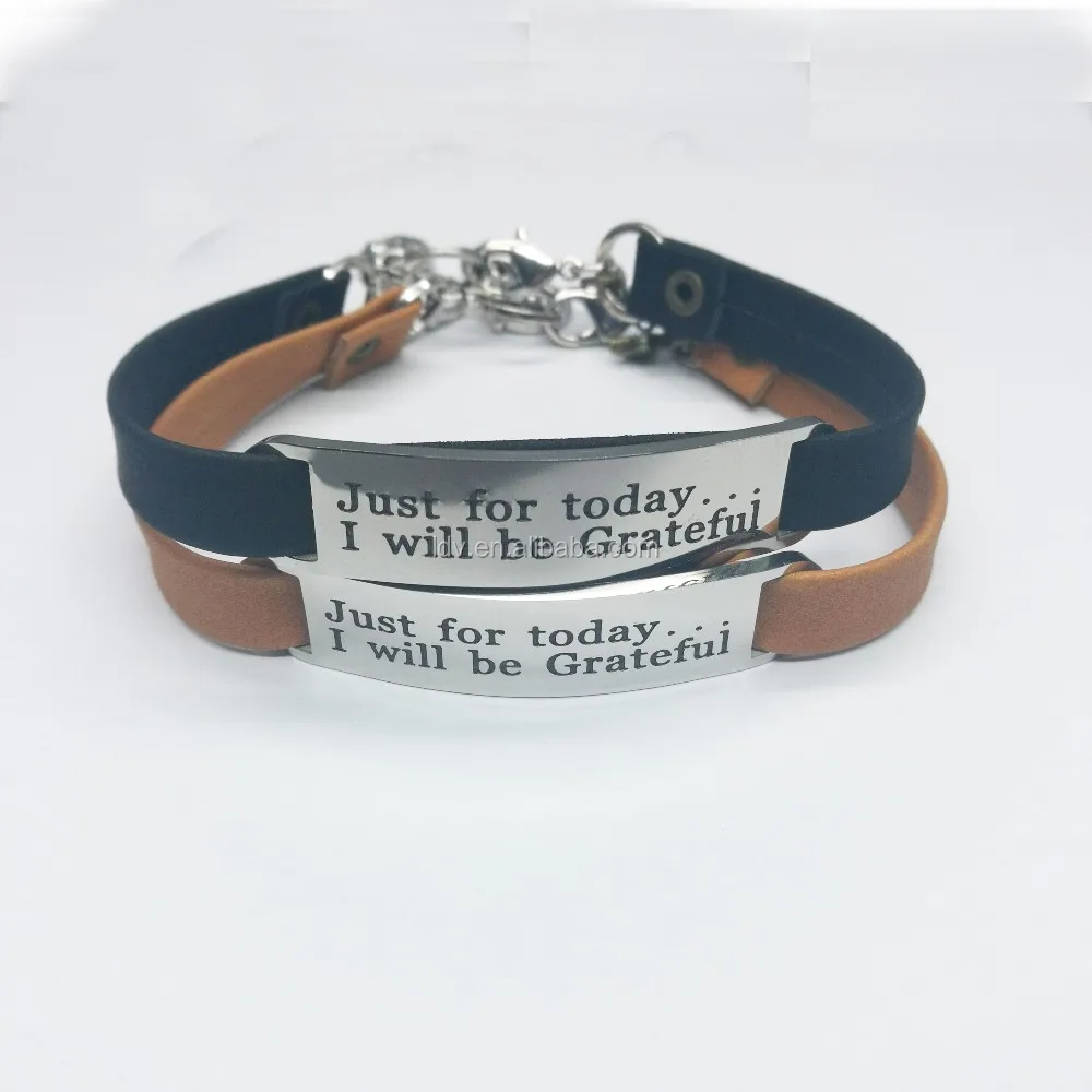 Wholesale Customized Message Stackable Inspirational Leather Bracelet