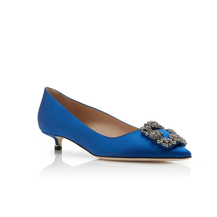 cobalt blue kitten heel shoes