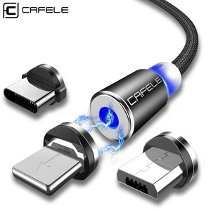 Cafele LED Magnetic USB Cable For iphone X 8 7 XS MAX XR 8pin Magnet Micro Type-C Type C Data Cable Wire