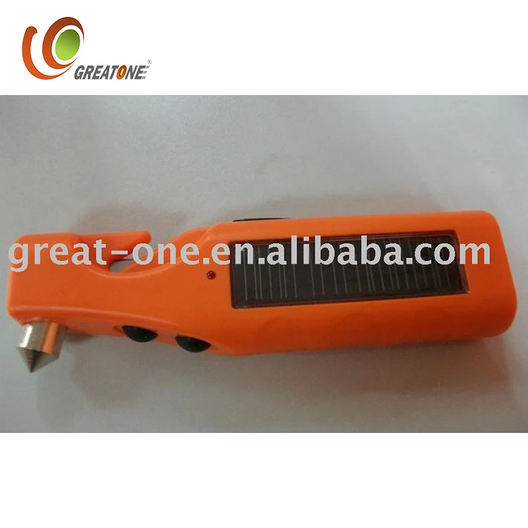 Mini Portable Auto Solar Emergency Hammer And Flashlight Light Buy