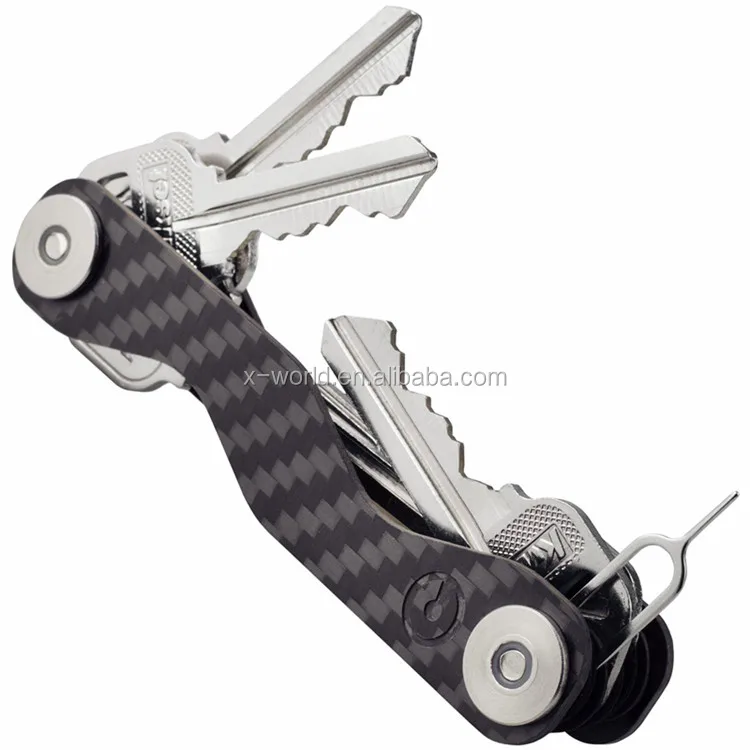 

Multi tool Compact Carbon Fiber Key Organizer and Smart Key Holder, Black