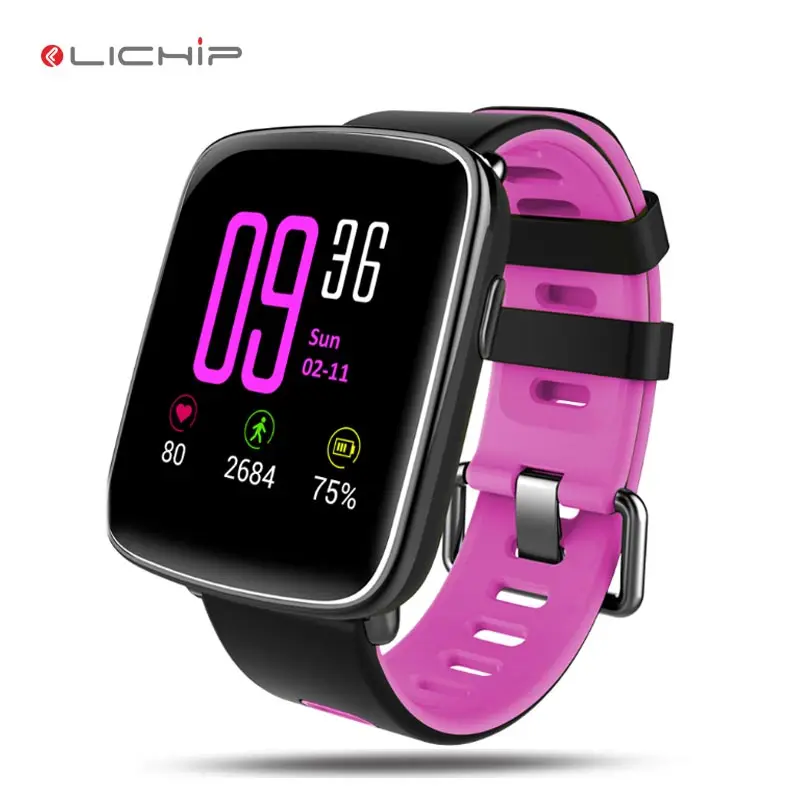 

LICHIP L- GV68 mtk 2502 ip67 ip68 waterproof diving smartwatch sport smart watch with heart rate monitor, Green;pink;red