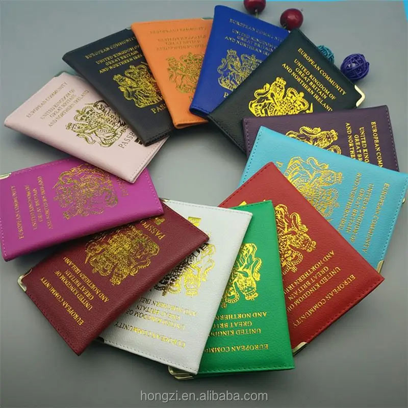

Wholesale customed Pu PU leather passport holder set British passport holder cover bag mixed colour support Custom logo