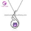 Angel Wing Silver Jewelry Purple Cubic Zirconia Pendant S925 Silver Necklace Simple design