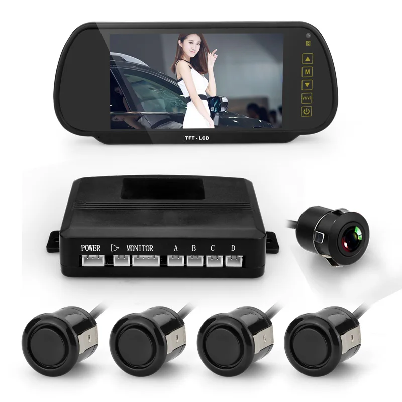 XTRONS 3-in-1 Car Camera with Sensors Wide Angle Reversing Camera with Built-in Parking Sensor Waterproof Parking Aid Radar