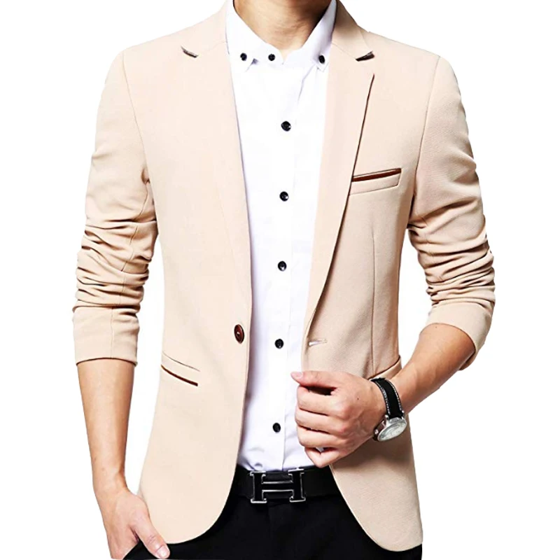 

Slim Fit Single One Button Blazer Jackets for Men, Customized color