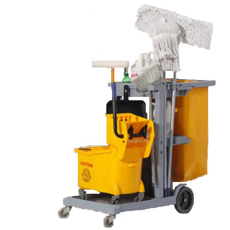 Multi-function Hotel Room Cleaning Trolley Service Tool Janitor Cart ...