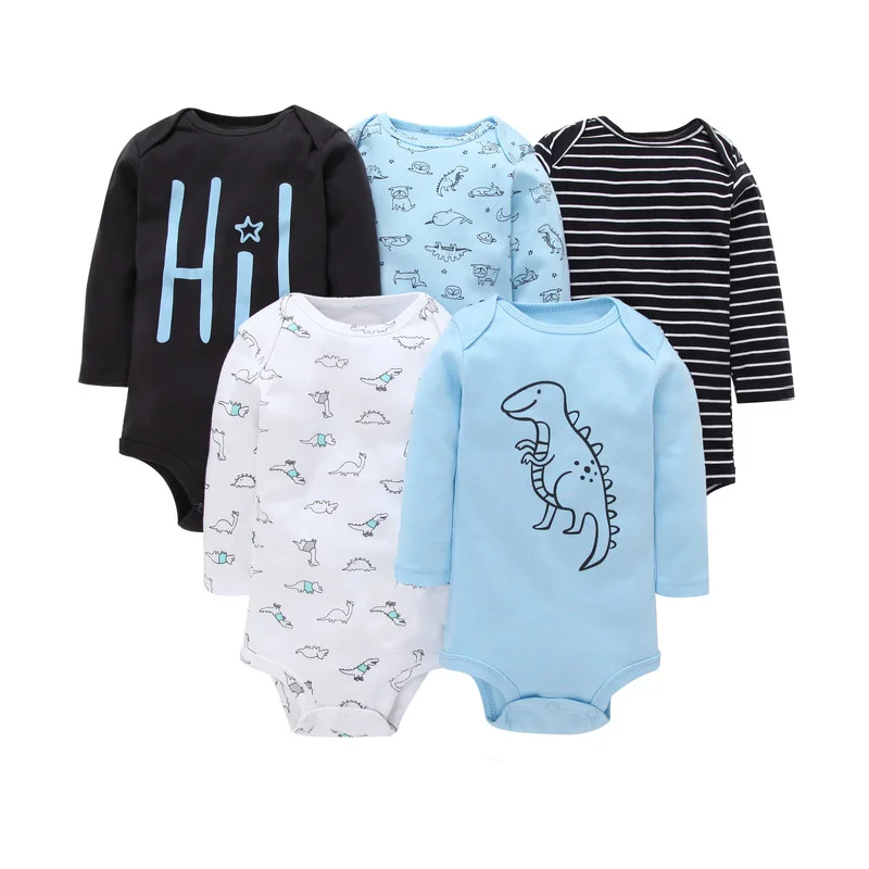 

5PCS/LOT Baby Rompers 2019 Long Sleeve Cotton Overalls Newborn Clothes Roupas de bebes Boys Girls Jumpsuit Clothing, As pictures