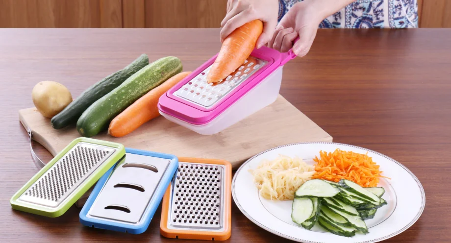 stainless steel plastic multi function cheese bread vegetable grater set cheese bread slicer grater with container and lid