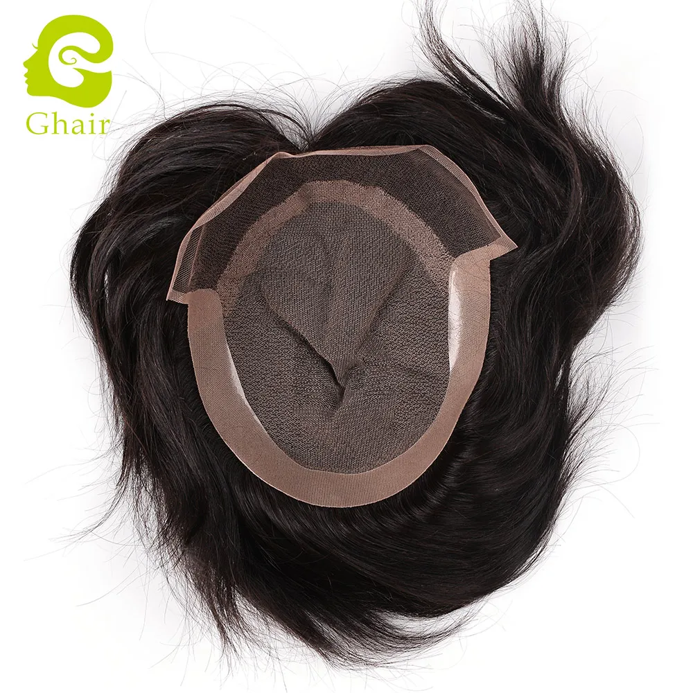 

Top Quality Stock Toupee Human Hair Toupee for Men Swiss Lace with PU Natural Color 6 inch Hair Material 100% Indian Virgin, Naturla color