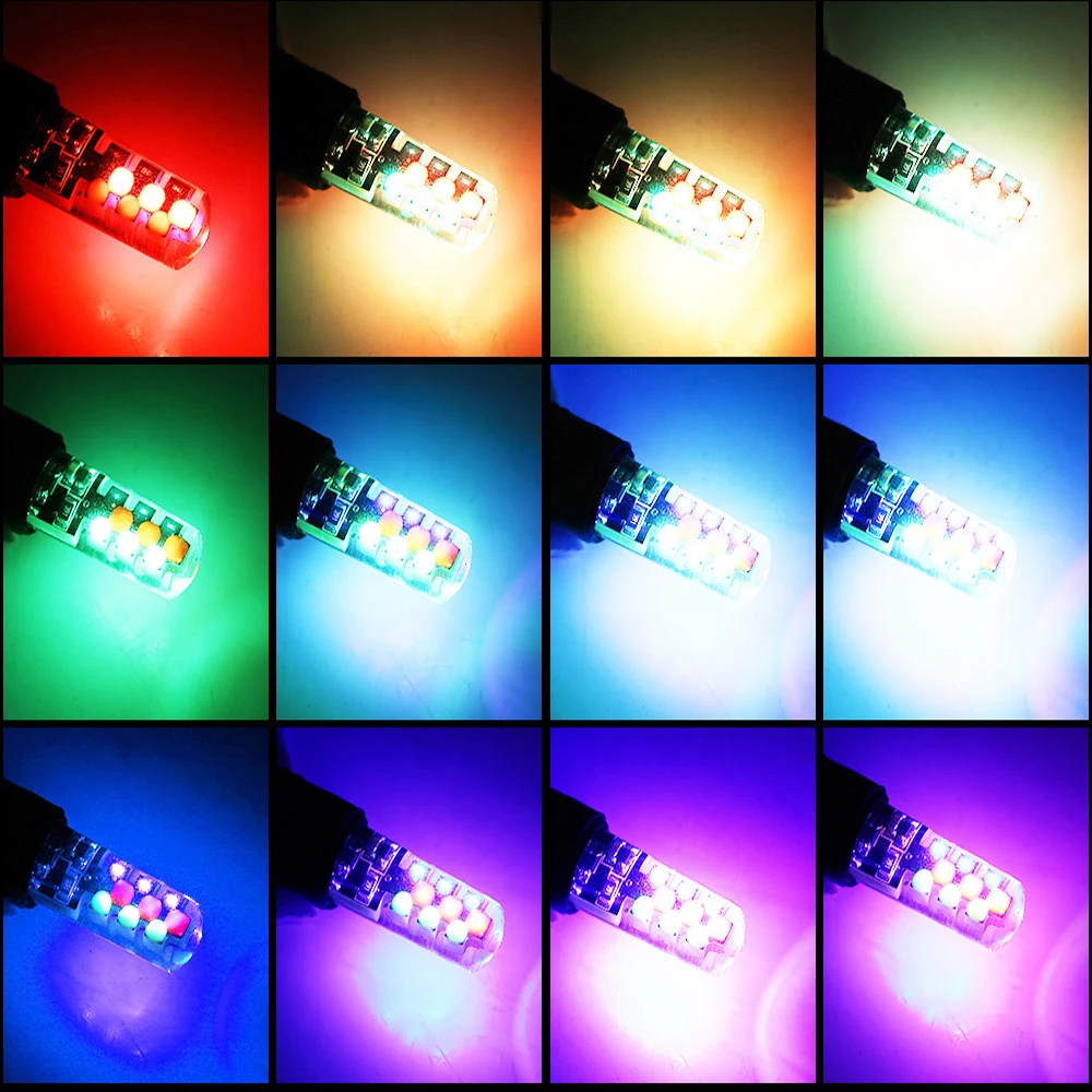Eurs T10 W5w Led Car Lights Led Bulbs Rgb Cob With Remote Control 194