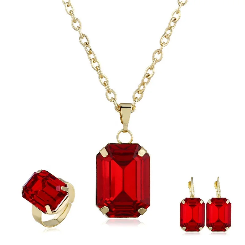 

Jewelry Sets Bling Crystal Rhinestone Pendant Necklace & Earring & Ring/ Jewelry Sets For Women