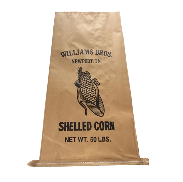 25kg Empty Kraft Paper Animal Chicken Feed Bag Dog Food Cat Litter Use