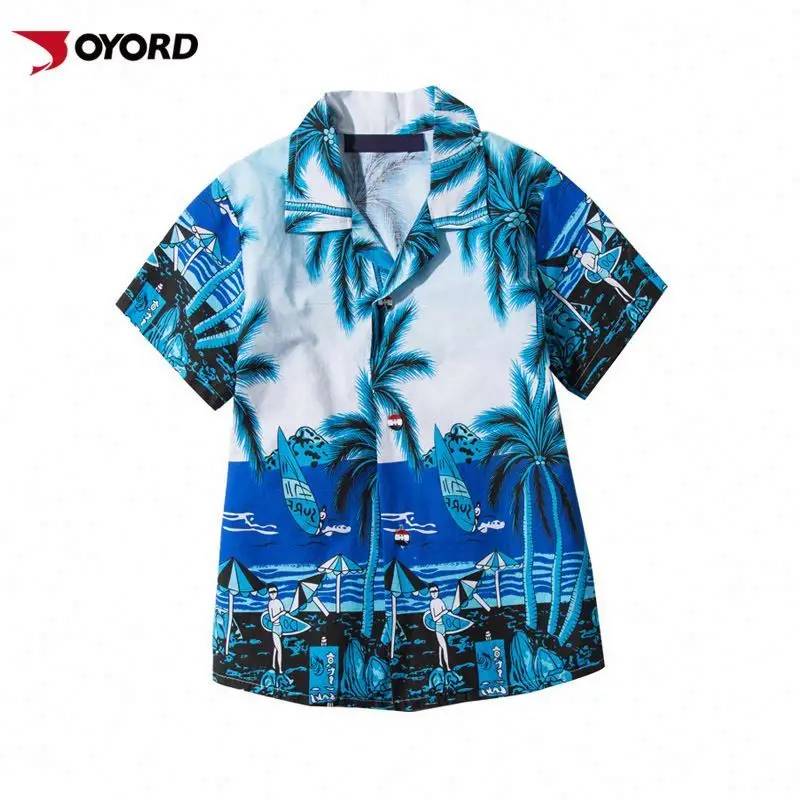 

New Design Summer Holiday Tropical Shirts Male Hawaiian Shirts Casual Floral Print Short Sleeve Button Down Shirt, As your request