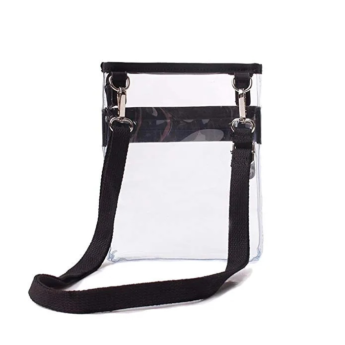 Pvc Small Clear Messenger Bag With Front Zipped Pocket And Adjustable