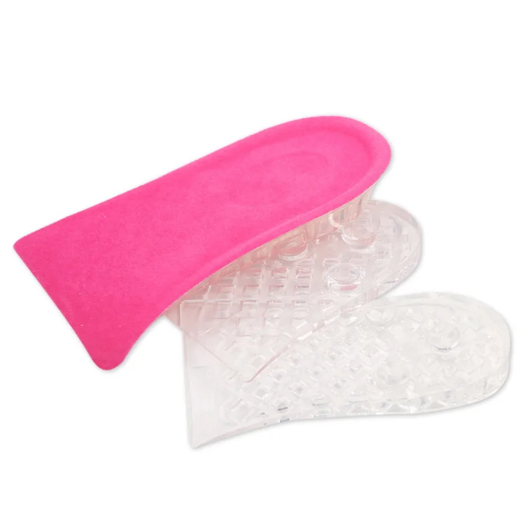 

china factory wholesale 4cm three layer adjustable silicone gel height increase insole, Black, pink, green, blue, purple