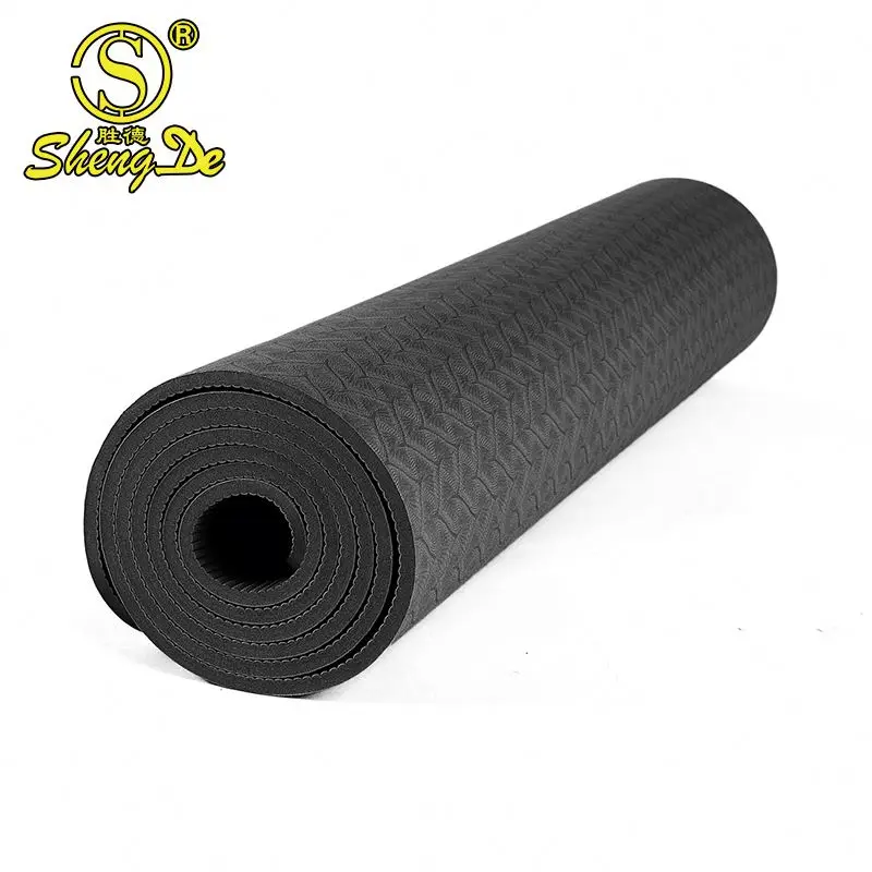 

Hot Selling Eco Friendly Fitness Private Label 6mm Black Washable TPE Mat Yoga