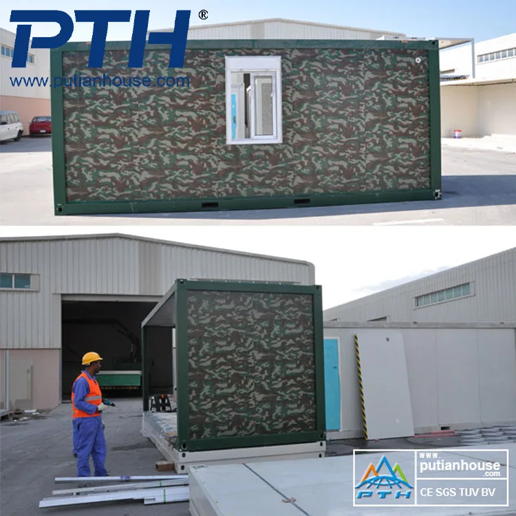Pth 8x20ft And 8x40ft Flat pack Container House For Military Camp With 