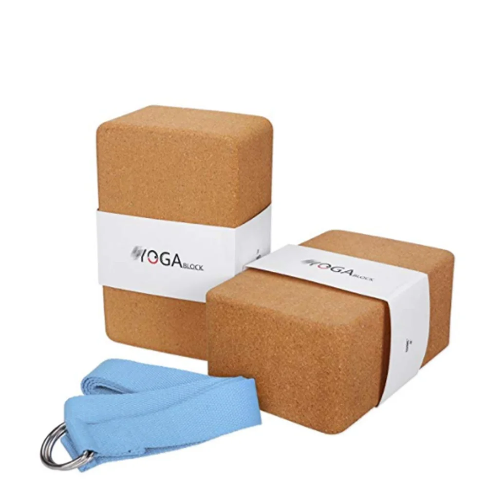 

Manufacture cheap eco friendly cork foam yoga block storage sets with yoga strap for yoga, Red/blue/green/yellow/purple/pink or panton color