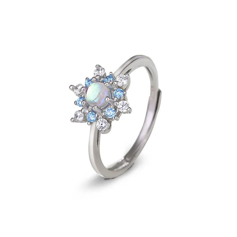 

Wholesale new arrived 925 cz moonstone silver snowflake ring