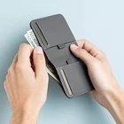 Mens Genu&iacute;no Couro Fino Carteira Carteira Ultra-Fino Carteira Com Pull Tab