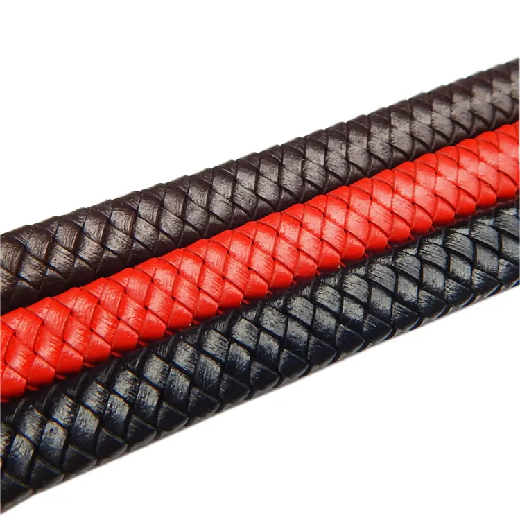 

12mm Red brown black Wide Flat Bolo Braid Leather Cord for Wholesale, Black brown red white green blue yellow and etc.