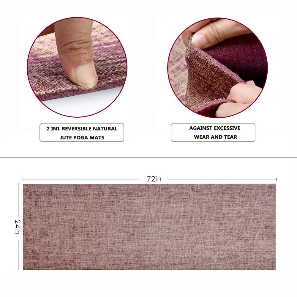 Free shipping natural organic nontoxic hemp jute yoga mats hemp yoga mat with strap