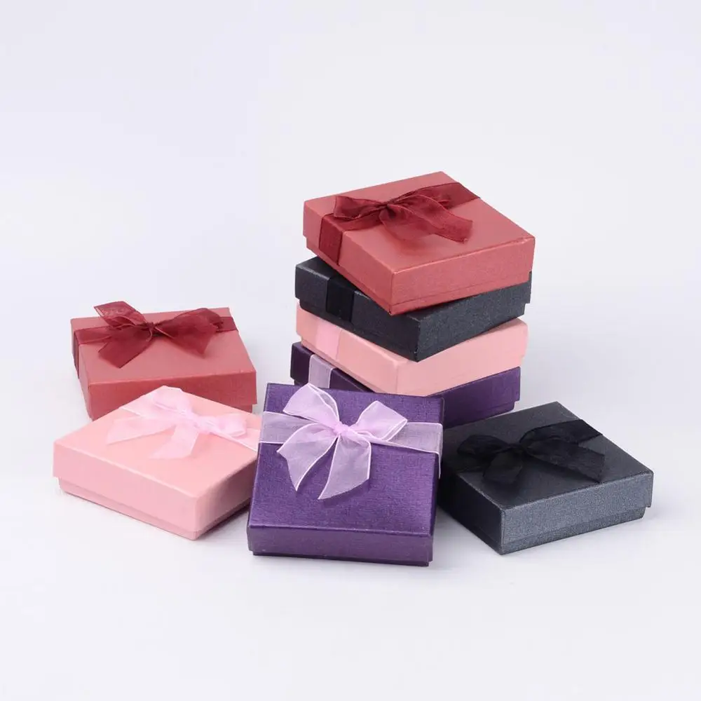 

Pandahall Valentines Day Gift Bracelet Boxes with Ribbon, Mixed color