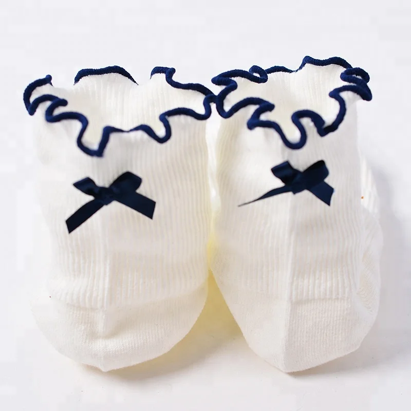 
Custom 100% cotton socks wholesale heated lace socks with bow 