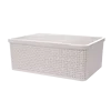 Factory direct sales plastic hand-held plastic rattan storage basket with lid