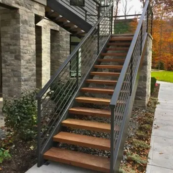 Beautiful Exterior Stair Design,Outdoor Metal Staircase,Wood Tread - Buy Acacia Wood Stair 