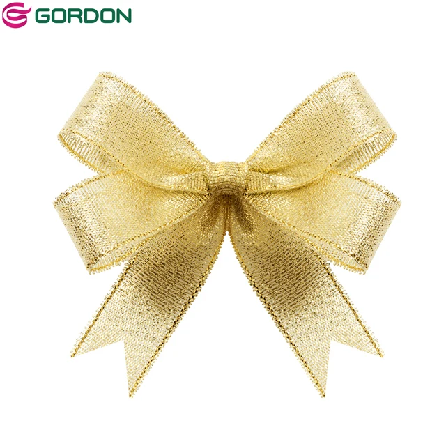 Manual Shiny Elastic Gold Ribbon Bow For Christmas Decoration - Buy ...