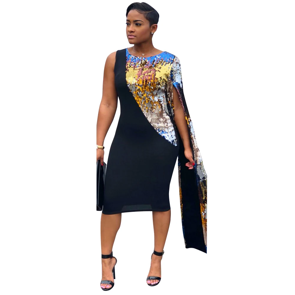 

Custom Fashion Dresses Female Sleeveless Design Sexy Dress Shawl sequin dress, N/a