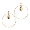 VRIUA Bohemian Style Golden Circle White Shell Dangle Simple Drop Earrings Round Gold Summer Dress Jewelry Ornament