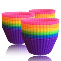 

24-pack Reusable Silicone Baking Cups / Cupcake Liners, Coloured Silicone Cupcake/muffin cups