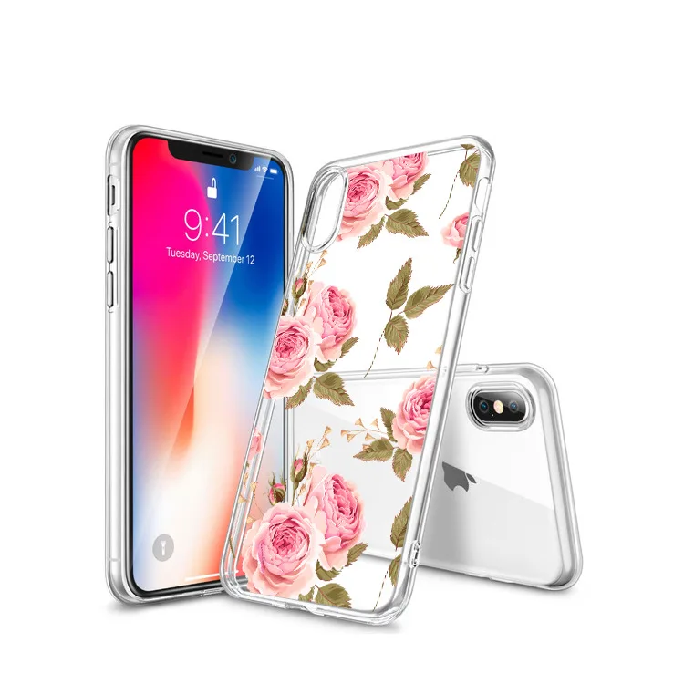 YEXIANG Slim Flower Pattern TPU Transparent Phone Case For iPhone X