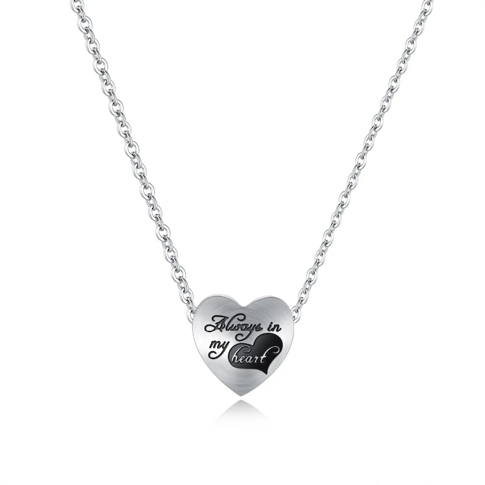 

MECYLIFE Elegant Women's Heart Necklace Always In My Heart Necklace, Silver;rose gold