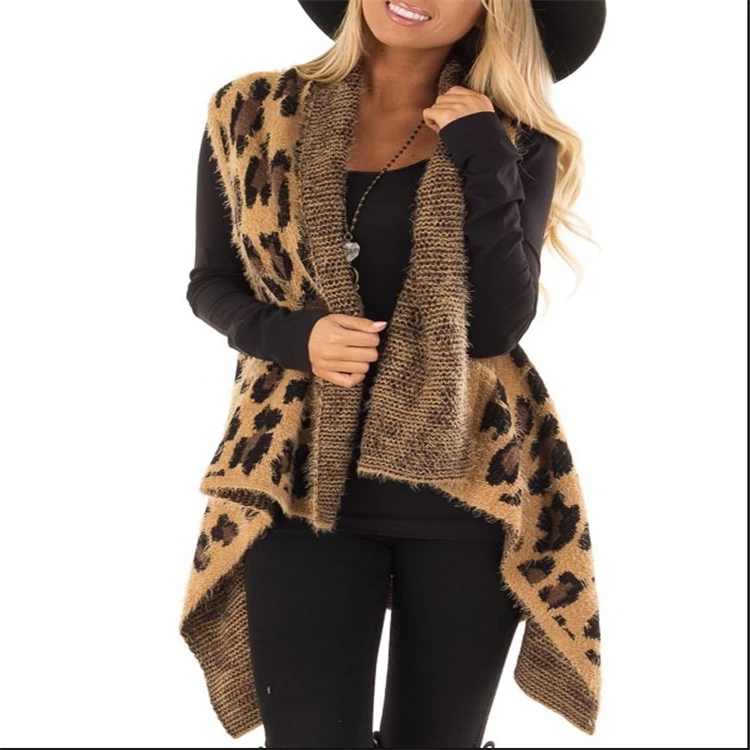 

Monogrammed Stylish Long Sleeveless Leopard Plaid Vests