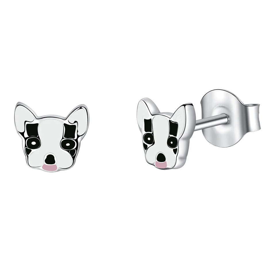 

Lovely Real 925 Sterling Silver Earrings Animal Cute Dog Head Earrings fit Fashion Women Wedding Wearing