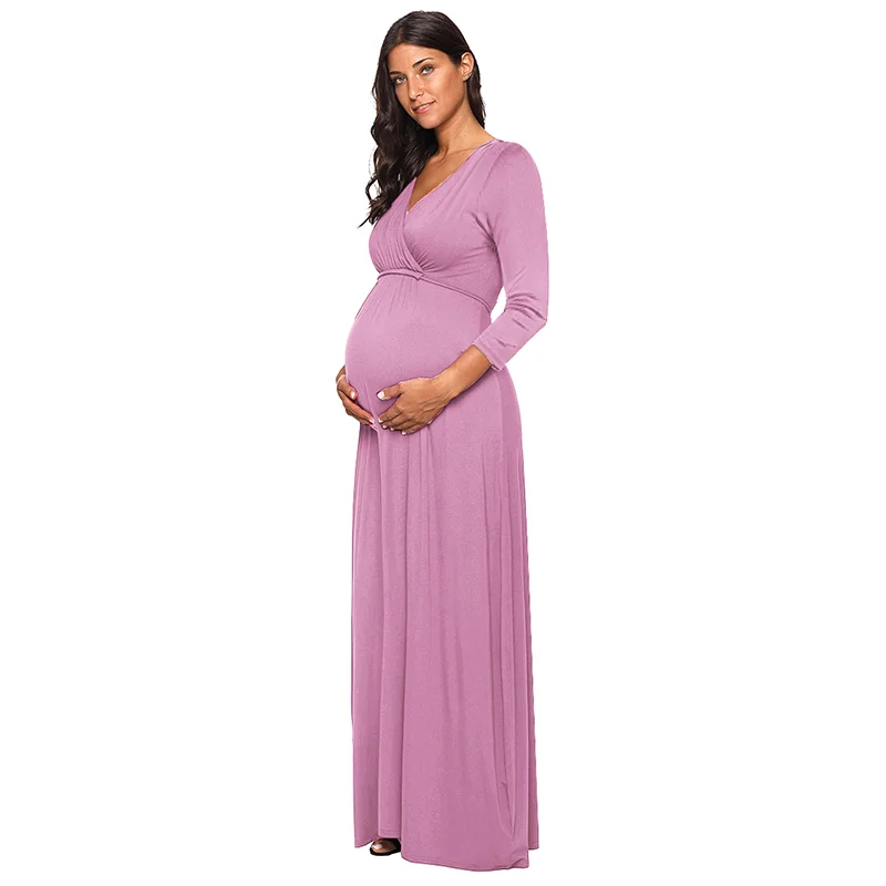 

Pregnant Womens Dress V-Neck Splice Maternity Dress Clothes pregnant woman dress
