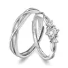 I Love You His & Hers Matching Wedding Rings Adjustable CZ S925 Sterling Silver Rings for Couple
