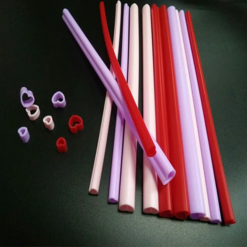 

Hot Sale Heart Shape Food Grade Colorful Reusable Portable Drinking Silicone Straw, Purple,pink,red